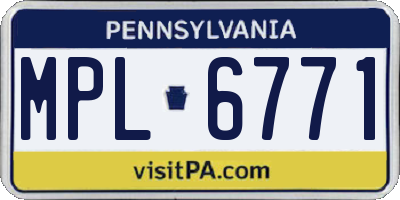 PA license plate MPL6771
