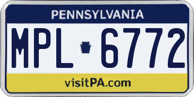 PA license plate MPL6772