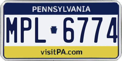 PA license plate MPL6774