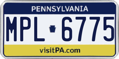 PA license plate MPL6775