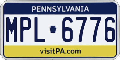 PA license plate MPL6776