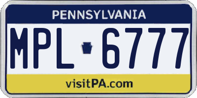 PA license plate MPL6777
