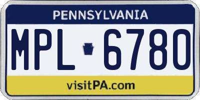 PA license plate MPL6780