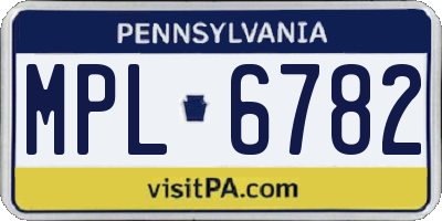 PA license plate MPL6782