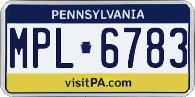 PA license plate MPL6783