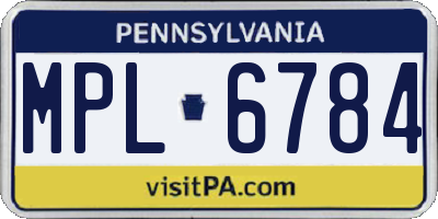 PA license plate MPL6784