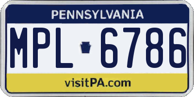 PA license plate MPL6786