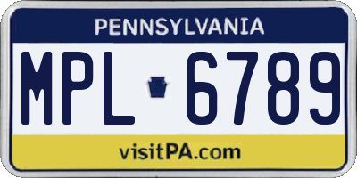 PA license plate MPL6789