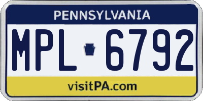 PA license plate MPL6792