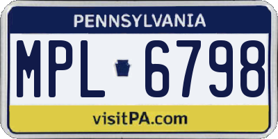 PA license plate MPL6798