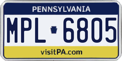 PA license plate MPL6805
