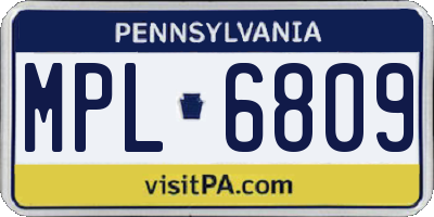 PA license plate MPL6809