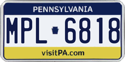 PA license plate MPL6818