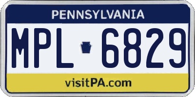 PA license plate MPL6829