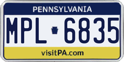 PA license plate MPL6835