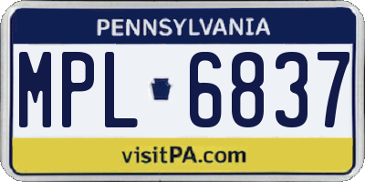PA license plate MPL6837