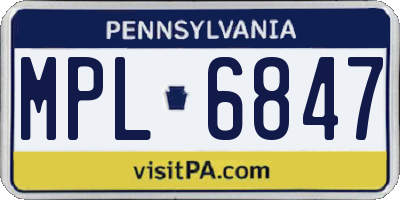 PA license plate MPL6847