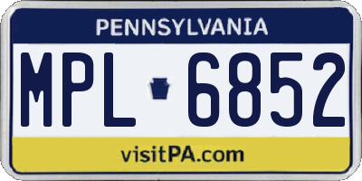 PA license plate MPL6852
