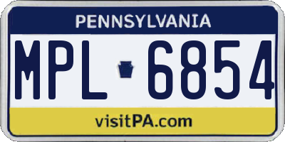 PA license plate MPL6854