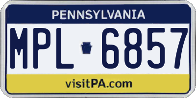 PA license plate MPL6857
