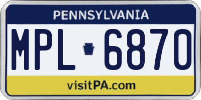 PA license plate MPL6870