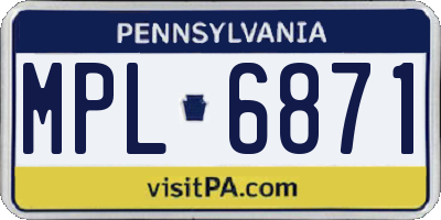 PA license plate MPL6871