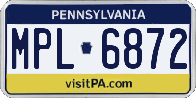 PA license plate MPL6872