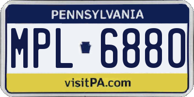 PA license plate MPL6880