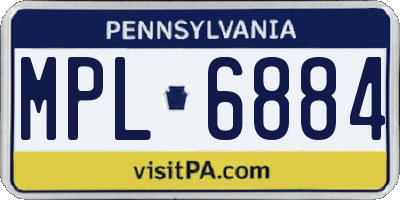 PA license plate MPL6884