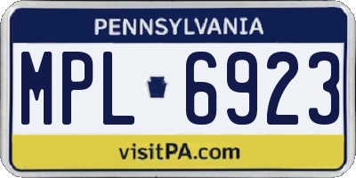 PA license plate MPL6923