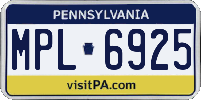 PA license plate MPL6925