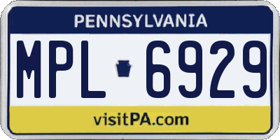 PA license plate MPL6929