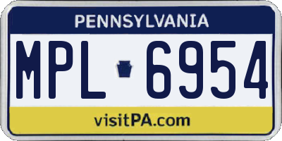 PA license plate MPL6954