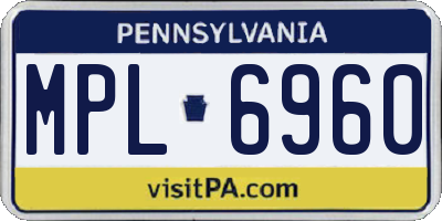 PA license plate MPL6960