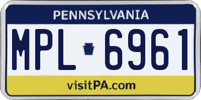 PA license plate MPL6961