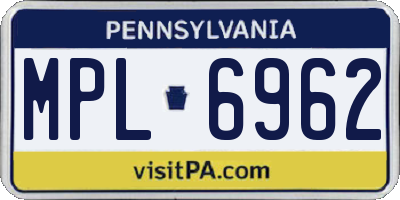 PA license plate MPL6962