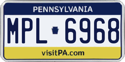 PA license plate MPL6968