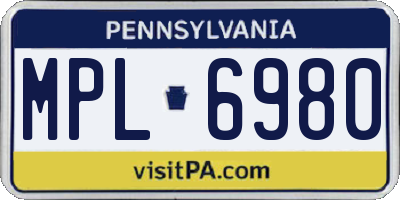 PA license plate MPL6980