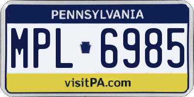 PA license plate MPL6985