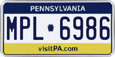 PA license plate MPL6986