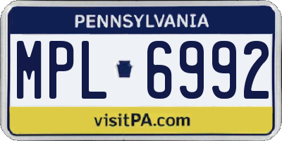 PA license plate MPL6992