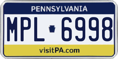 PA license plate MPL6998