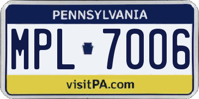 PA license plate MPL7006
