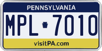 PA license plate MPL7010