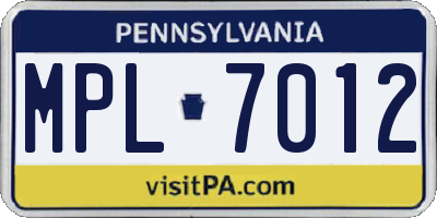 PA license plate MPL7012