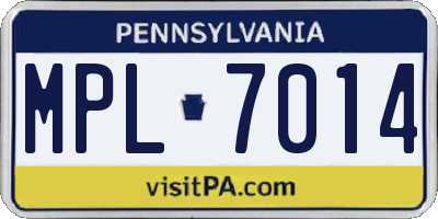 PA license plate MPL7014