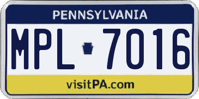 PA license plate MPL7016