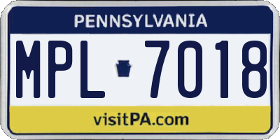 PA license plate MPL7018