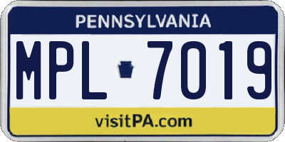 PA license plate MPL7019