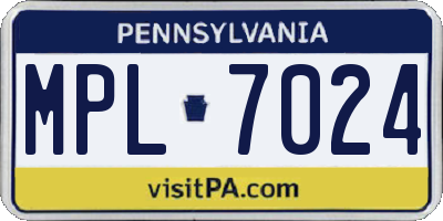 PA license plate MPL7024